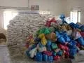Relief goods piled up