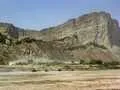 Finding a place to cross the river bed