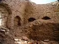 Inside one of the large broken down tombs