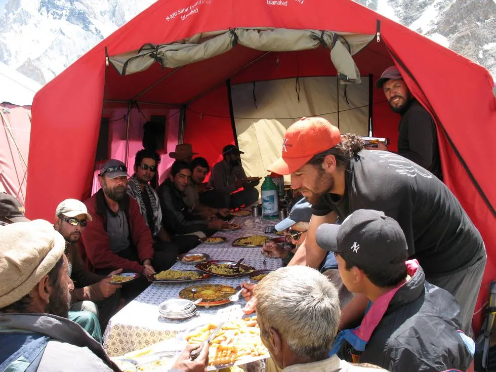 Celebration feast at Broad Peak base camp