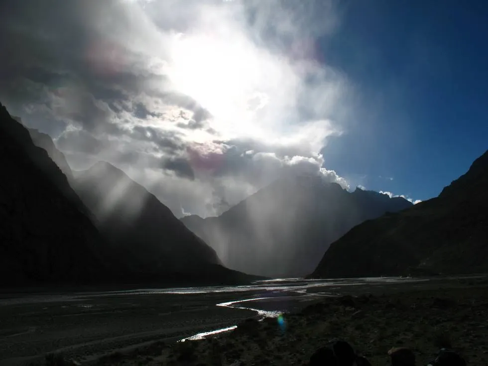 Cloudy sky river