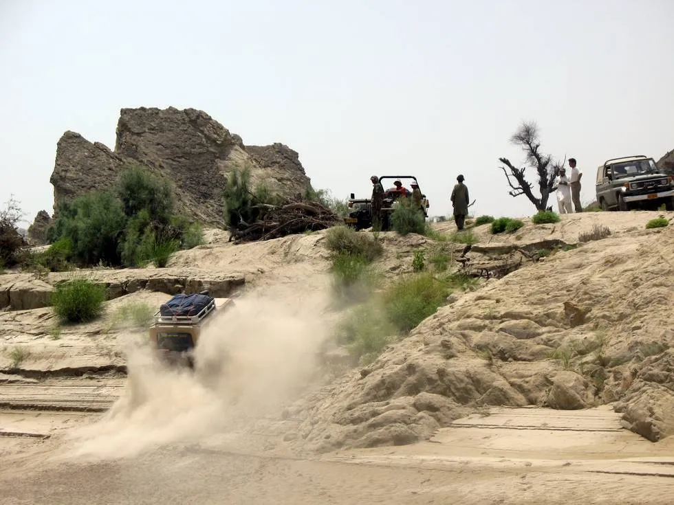Driving up a steep slow