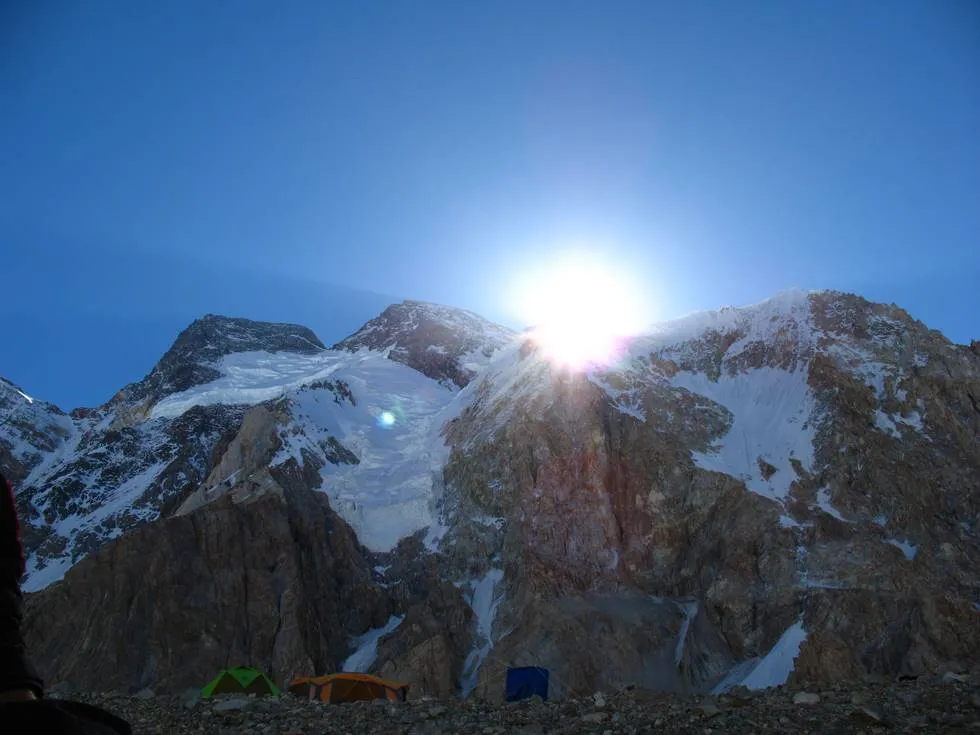 Broad peak basecamp at sunrise