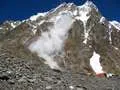 Avalanche hitting the ground at K2 base camp