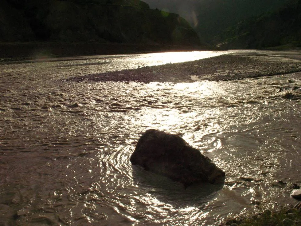 Sunbathing in the river