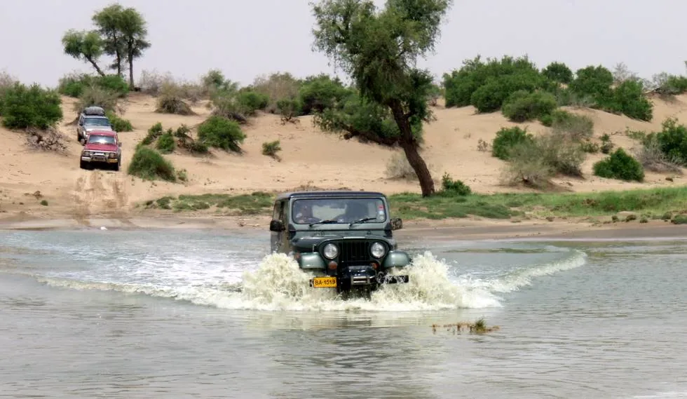 CJ7 crossing water