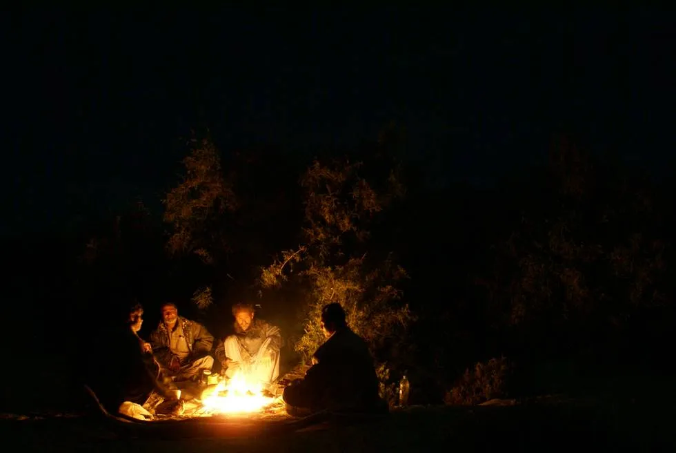 The local guides have made a separate bonfire for themselves. Its much smaller