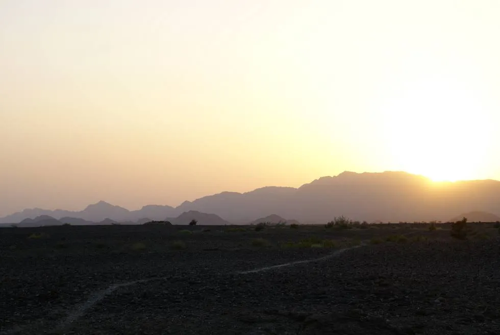 Driving towards the sunset