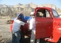 Topping up fuel near the Hingol Bridge