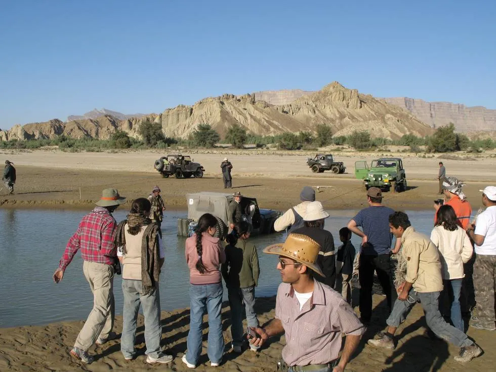 Everybody is pretty excited on the nearly drowned Jeep being winched out - it started up soon it was out of water and never got stuck again rest of the trip!