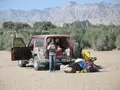 Taking a water break while thinking of how to get everything back in the Jeep!