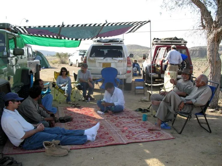 Resting under the shade of TM&#x27;s car tent in Sorh Valley