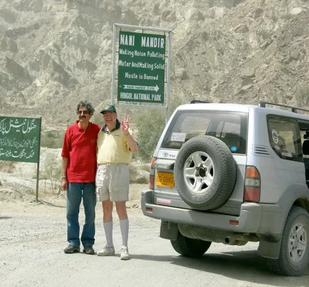 My host – new found brother- Hamid Omar on left and the crazy American with the Victory sign, we made it to Nani Mandir!