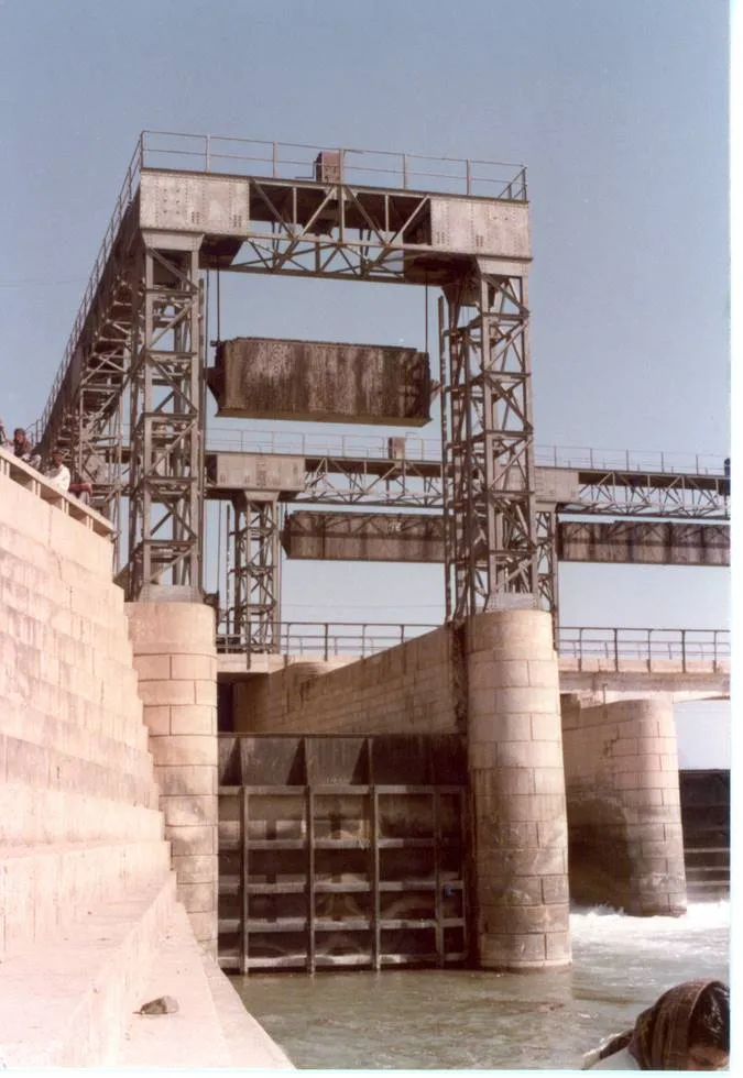 View of the boat lock downstream of Kotri Barrage